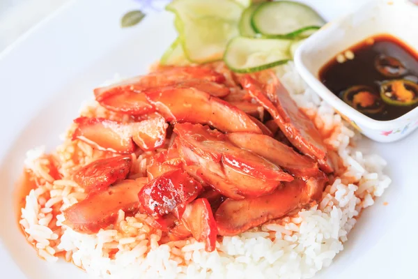 Rice red pork — Stock Photo, Image