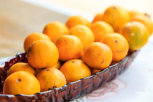 Orange on basket — Stock Photo, Image