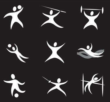 Yaz ve kış sporları Icon Set 1 (siyah ve beyaz)