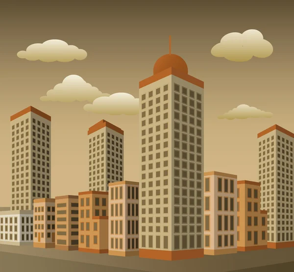 Ciudad en perspectiva (colores sepia ) — Vector de stock