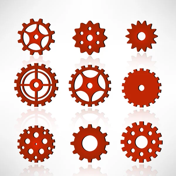 Red tooth wheels — Stock Vector