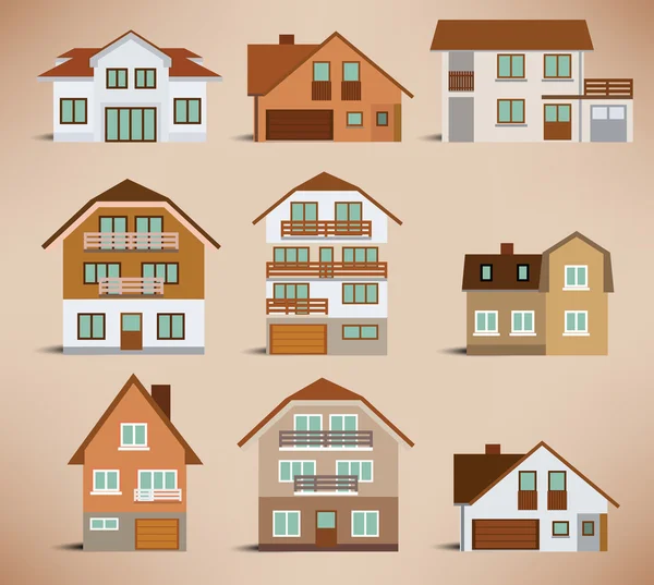 Casas adosadas (colores retro ) — Vector de stock