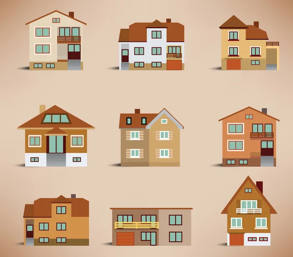 Maisons de ville (couleurs rétro ) — Image vectorielle