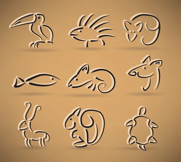 Set de iconos animales — Archivo Imágenes Vectoriales