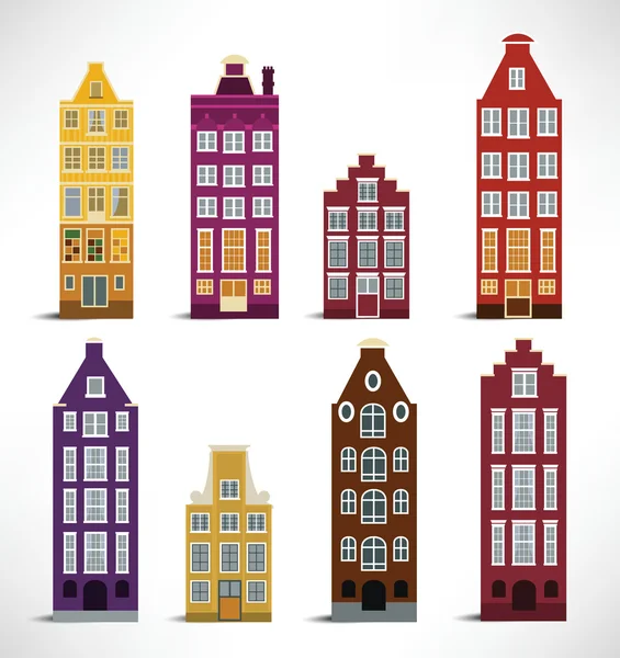 8 Hollanda evleri — Stok Vektör