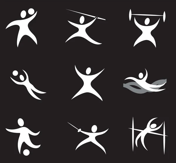 Summer and Winter Sports Icon Set 1 (black & white) — Stock Vector