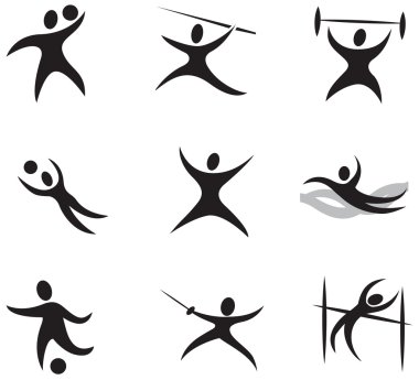 Yaz ve kış oyunları Icon set 1 - siyah