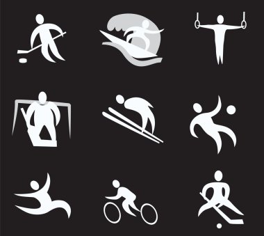 Yaz ve kış sporları Icon Set 2 (siyah ve beyaz)