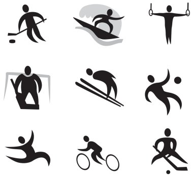 Yaz ve kış sporları Icon Set 2 (siyah)