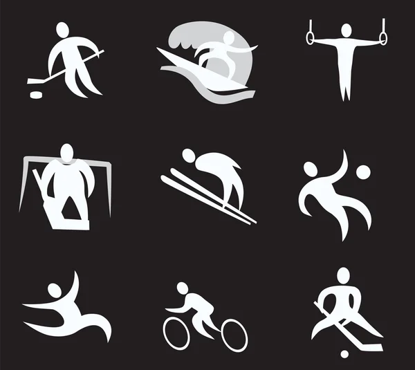 Summer and Winter Sports Icon Set 2 (black & white) — Stock Vector