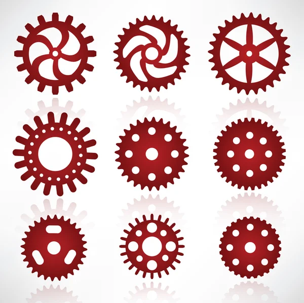 Red tooth wheels — Stock Vector