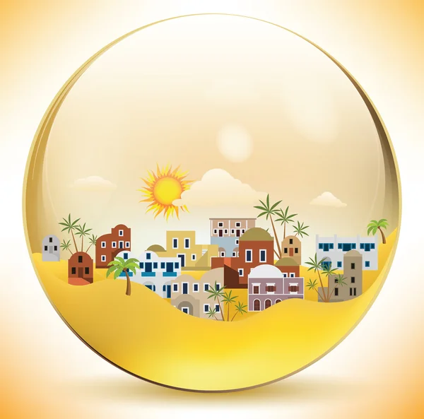 Oriental city in the glass sphere — Stock Vector