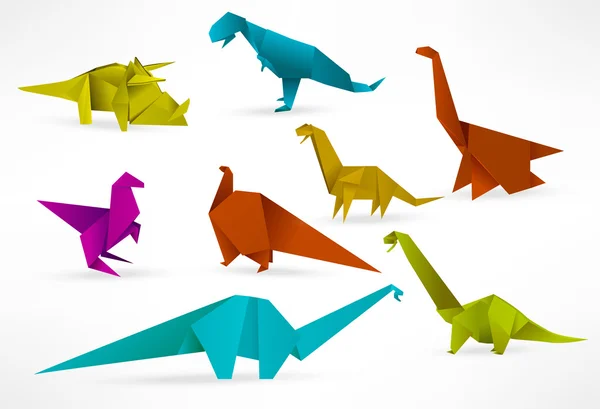 Origami dinosaurs — Stock Vector