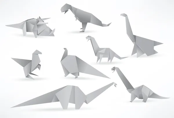 Dinosaurios de origami — Archivo Imágenes Vectoriales