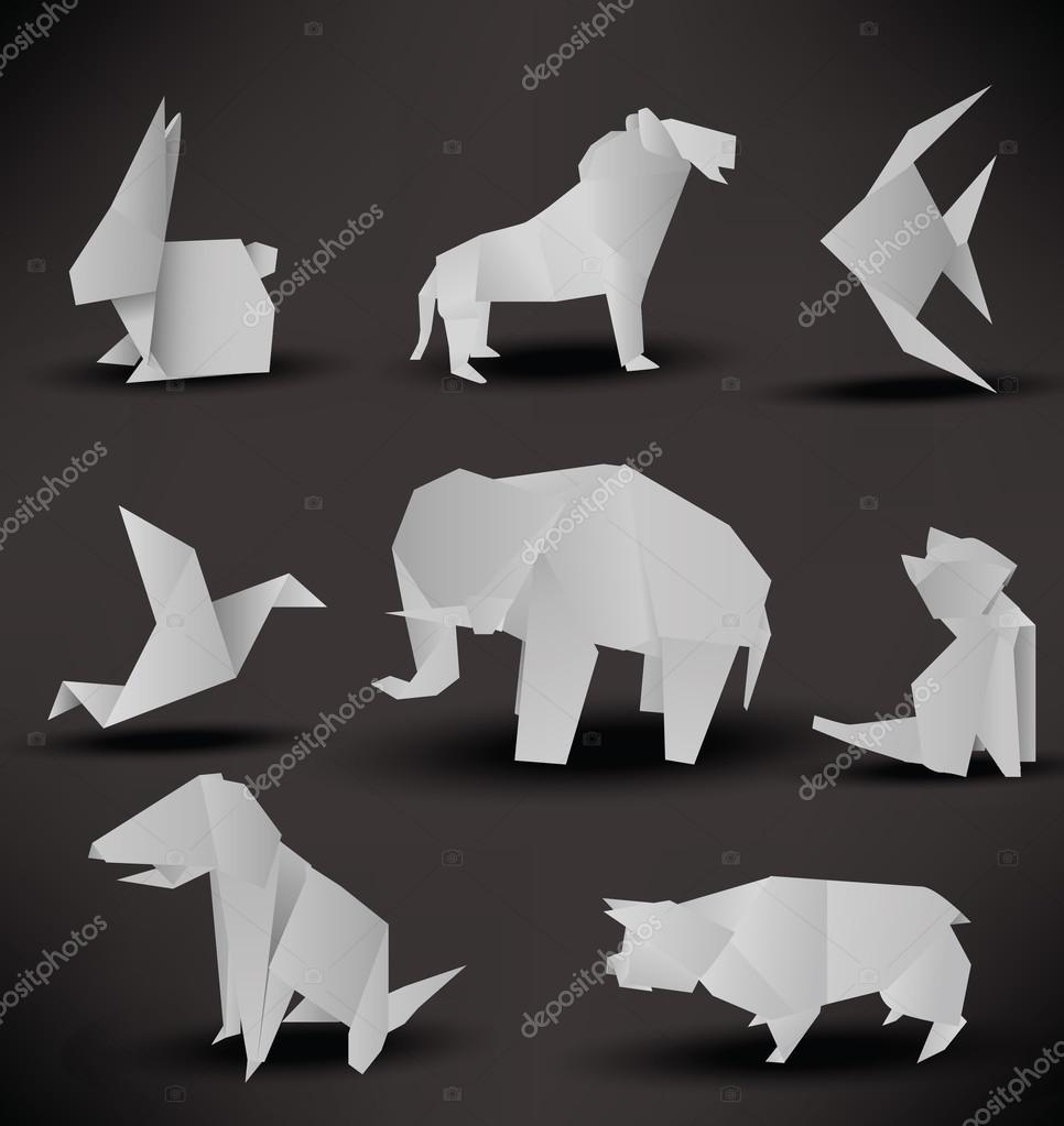 Origami animals (black & white) Stock Vector Image by ©jiri_kaderabek  #26280341