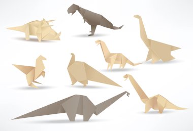 Origami dinosaurs (sepia tone) clipart