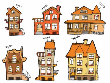 6 vektör karikatür evleri (renk)
