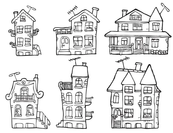 6 maisons de dessins animés vectoriels — Image vectorielle