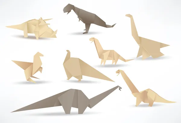 Origami dinosaurs (sepia tone) — Stock Vector