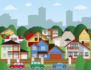 Suburban houses clipart