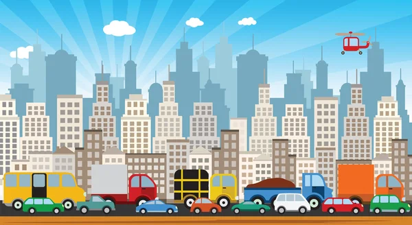 Embouteillage dans la ville — Image vectorielle