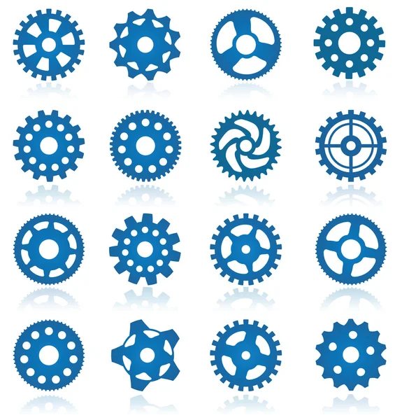 Simple vector tooth wheels (blue) — Stock Vector