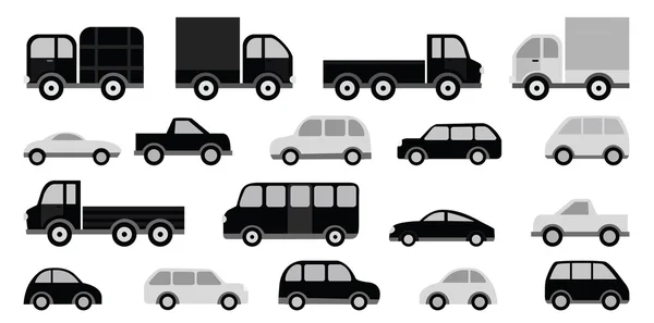 Cars collection (black & white) — Stock Vector