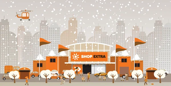 Einkaufen in der Stadt (Weihnachten) — Stockvektor
