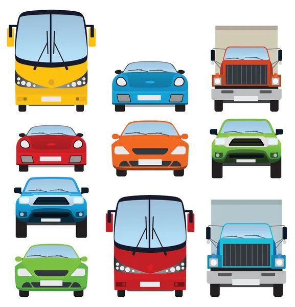 Colección de coches (vista frontal ) — Vector de stock