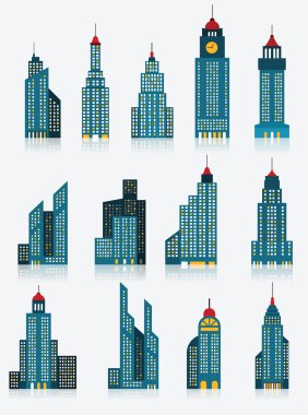 Skyscraper icons (blue) clipart