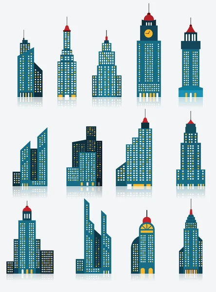 Icônes de gratte-ciel (bleu ) — Image vectorielle