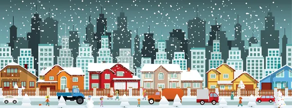 Ciudad en invierno (Navidad ) — Vector de stock