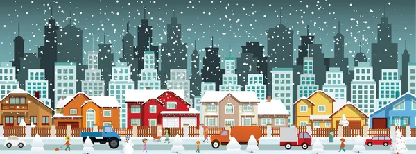 Ciudad en invierno (Navidad ) Ilustraciones de stock libres de derechos