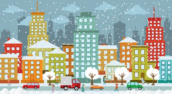 City in winter days — Stock Vector