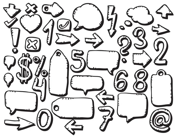 Hand drawing various symbols — Stock Vector