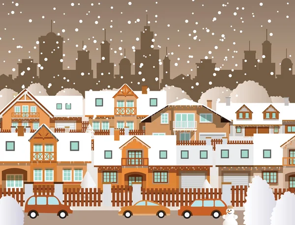 Winter in the city — Stock Vector