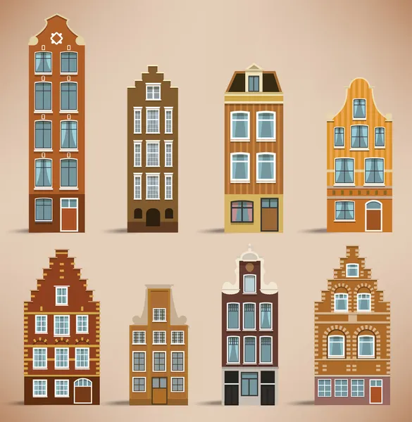 8 Casas Holanda — Vector de stock