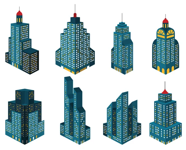 Les gratte-ciel en perspective (bleu ) — Image vectorielle