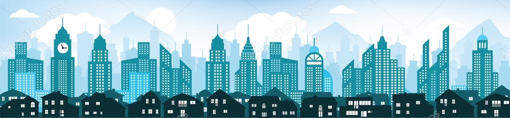 Blue cityscape background