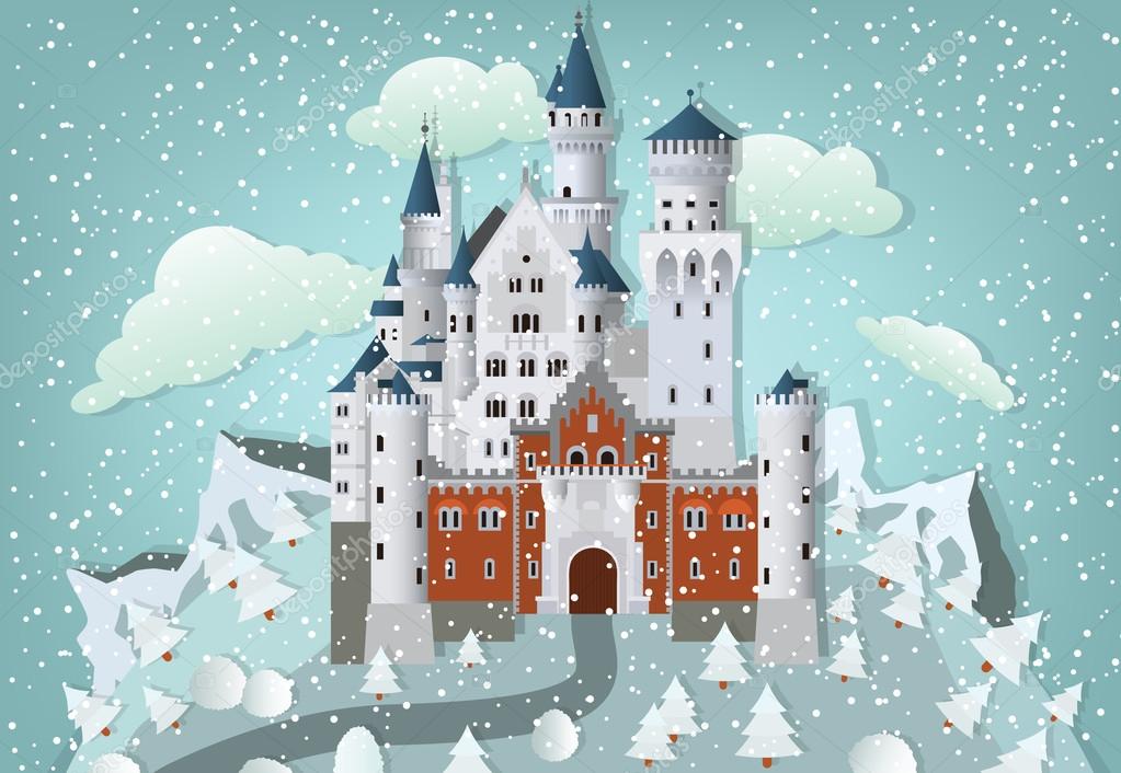Fairytale castle in winter