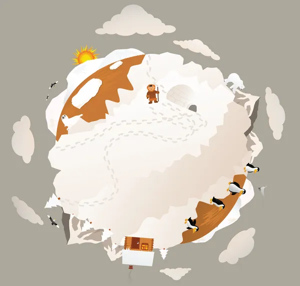 Alrededor del planeta tierra congelada (tono sepia ) — Vector de stock