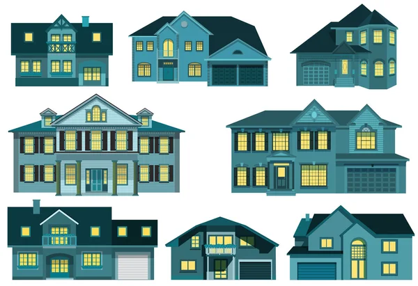 City houses (night) — Stock Vector