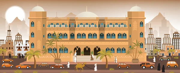 Hotel in de stad (Arabië) — Stockvector