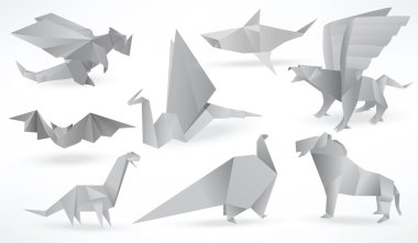 Origami hayvan (siyah ve beyaz)