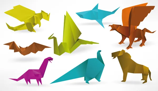 Origami animals — Stock Vector