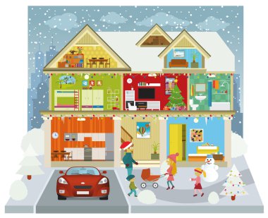 Inside the house (Winter) clipart