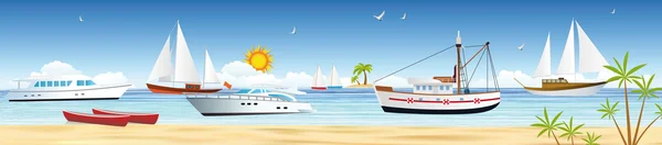 Sea and boats — Stock Vector