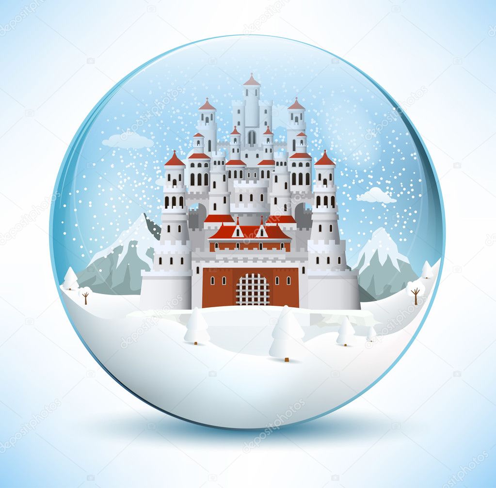 Fairytale castle in the glass sphere