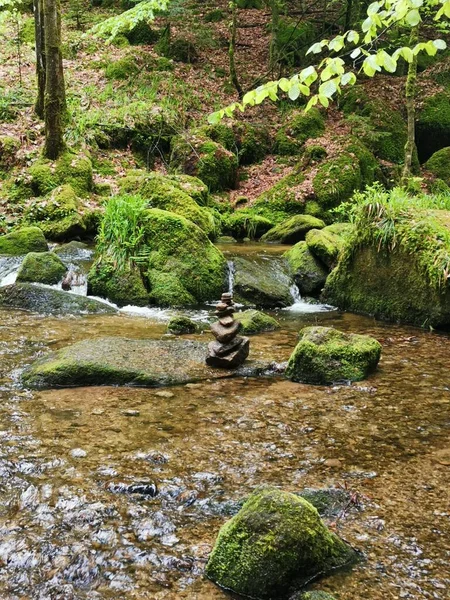 Moss Covered Rocks Gertelsbacher Waterfalls Black Forest Germany — Stock Photo, Image