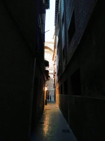 Narrow Alleyway Tudela Walking Cathedral — Stock Photo, Image